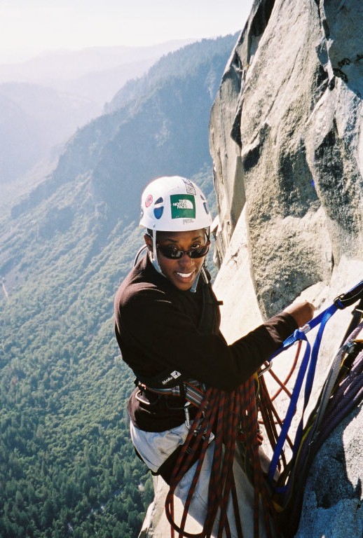 body shot of Emily Taylor while rock climbing